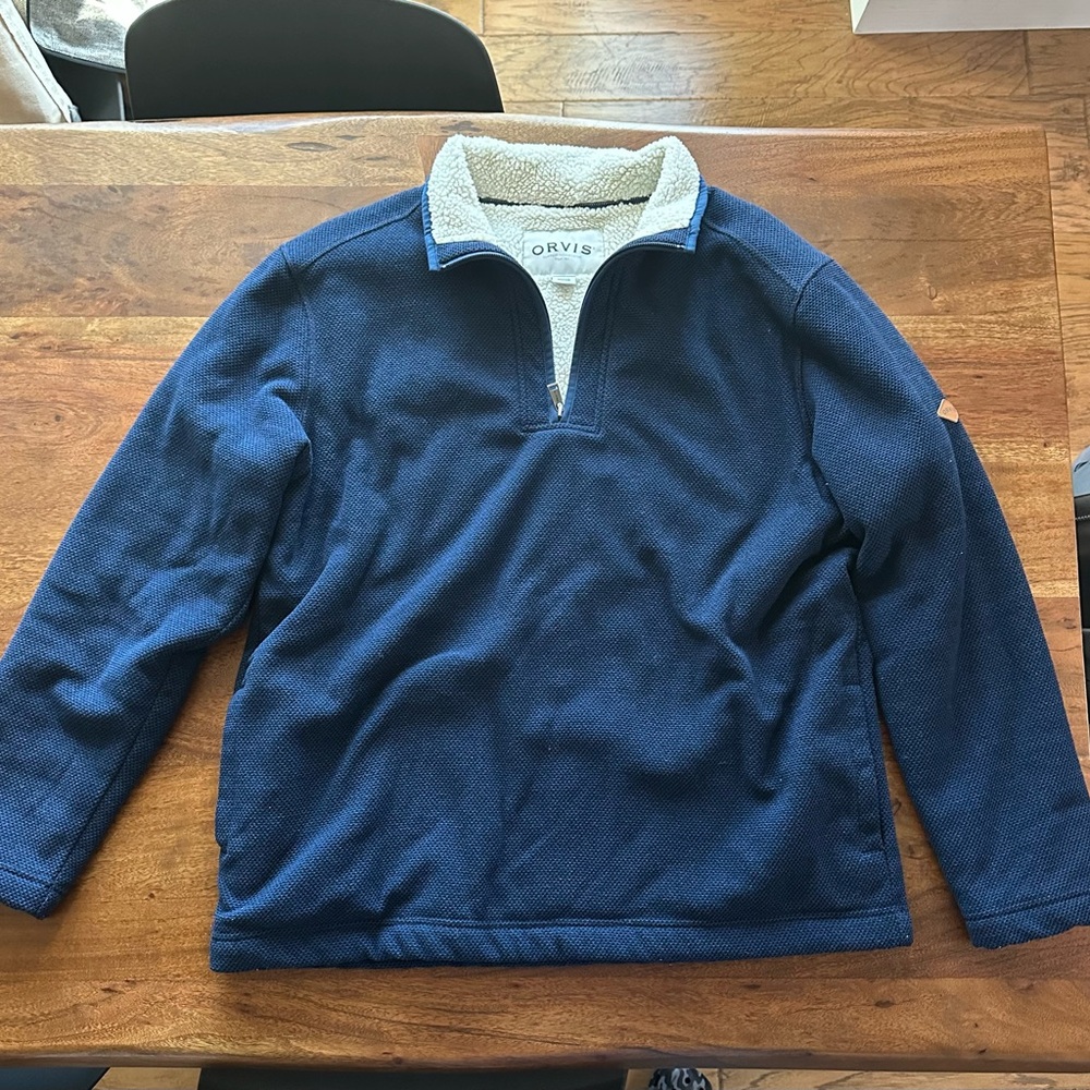 Orvis Men's Navy Sherpa Lined Fleece 1/4 Zip